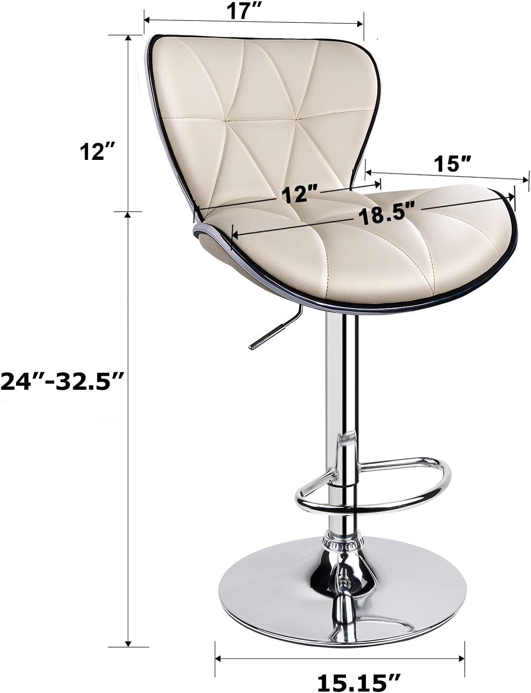 Beige Adjustable Swivel Bar Stools Set Of 3 For Kitchen