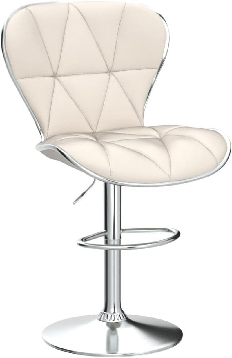 Beige Adjustable Swivel Bar Stools Set Of 3 For Kitchen