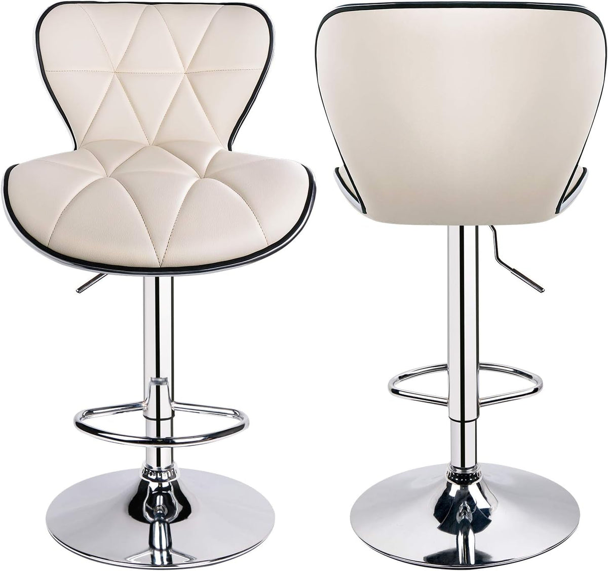 Beige Adjustable Swivel Bar Stools Set Of 3 For Kitchen