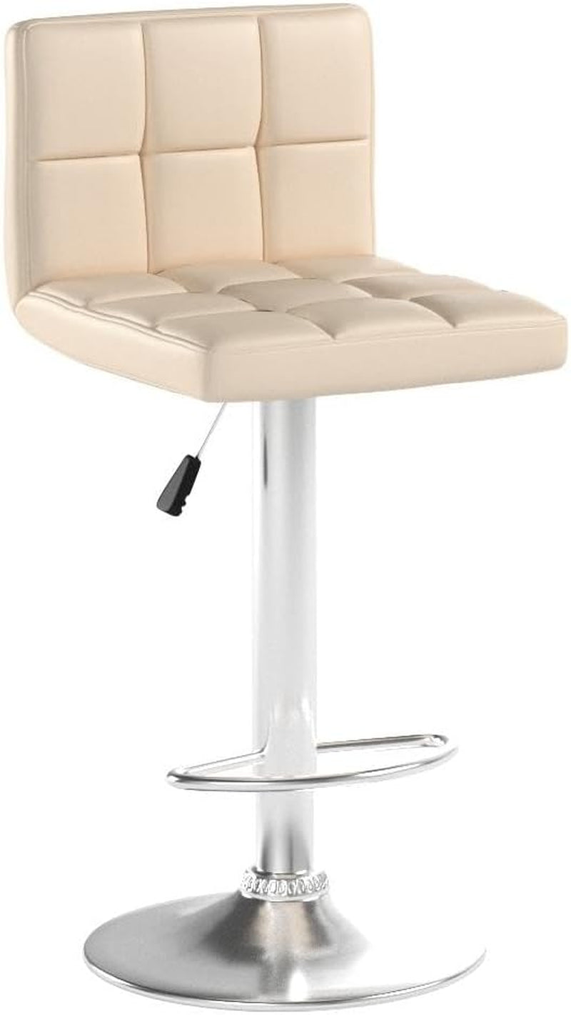 Beige Bar Stools With Swivel Height Adjustment Set Of 2