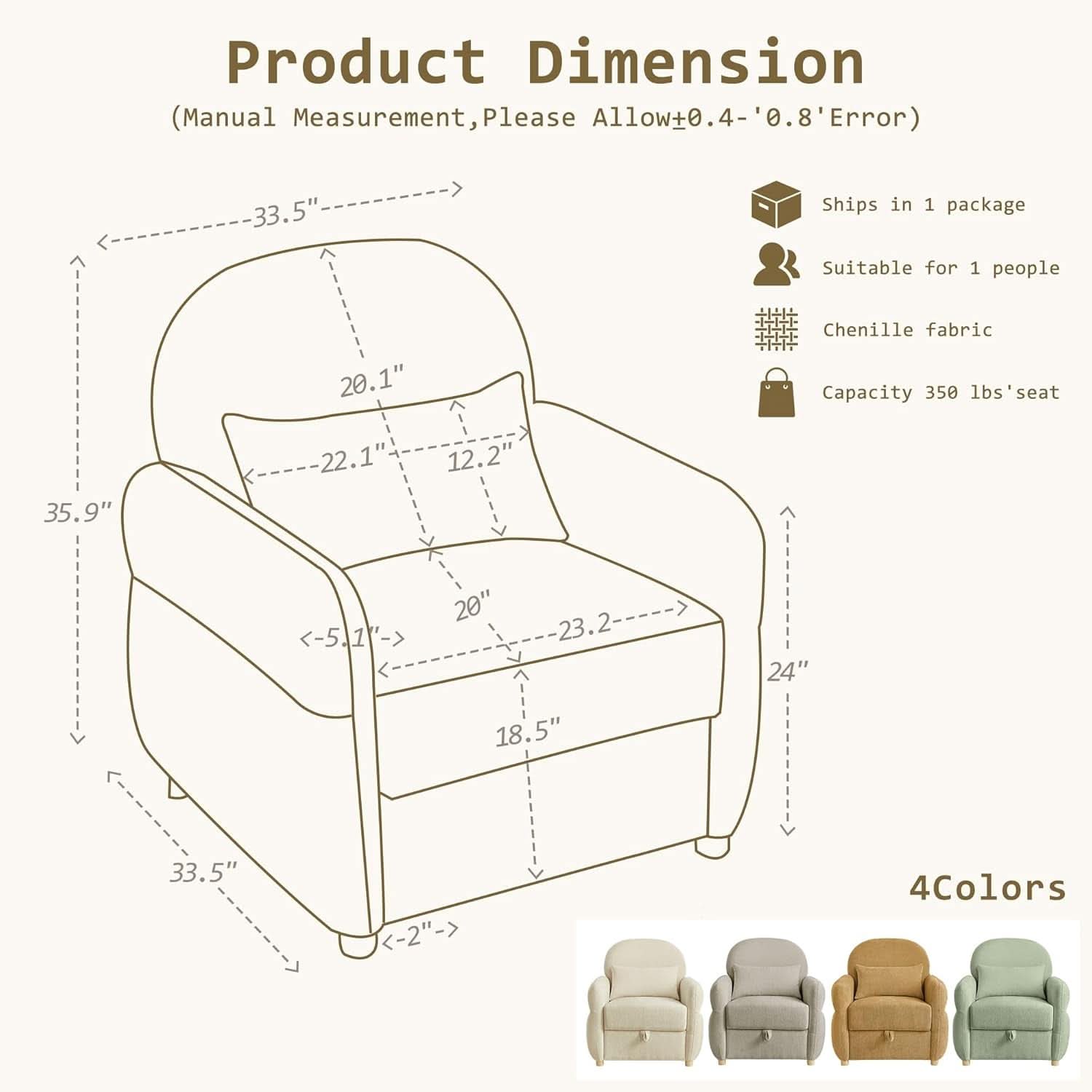 Beige Contemporary Accent Chair With Generous Storage