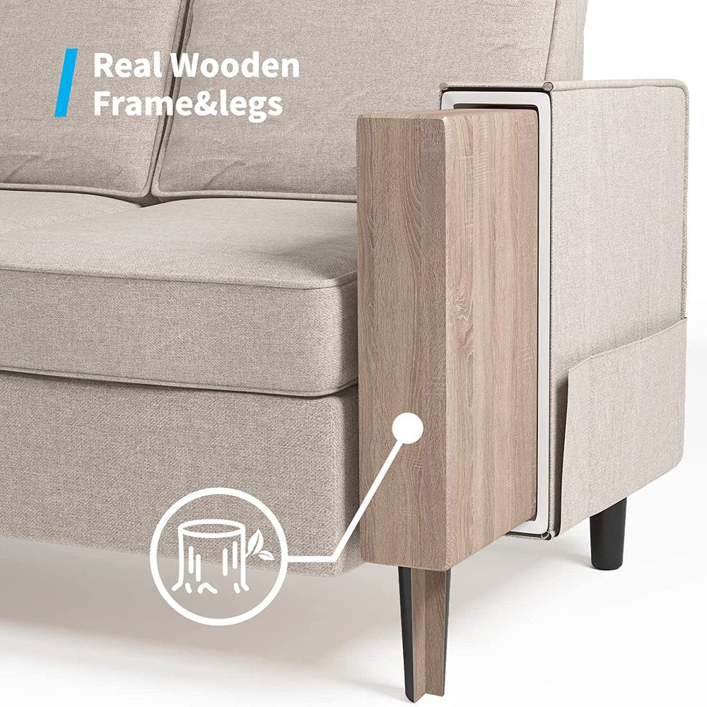 Beige Convertible Sectional Sofa Set With Storage Ottoman