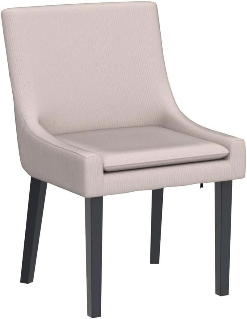 Beige Corduroy Upholstered Dining Chairs Set Of 2 With Wood Legs
