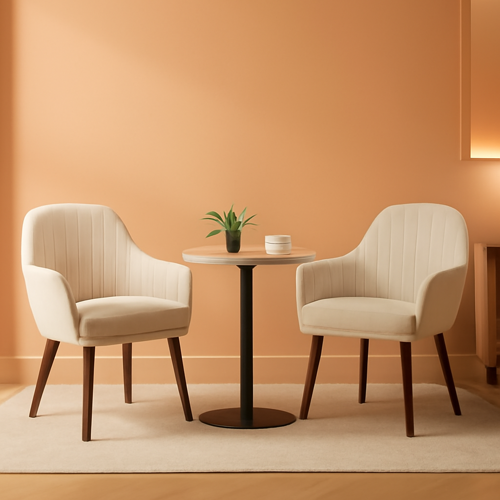 Beige Ergonomic Dining Chairs Set Of 2 For Home Use