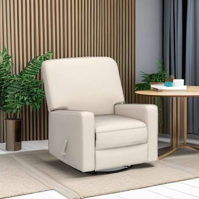 Beige Fabric Swivel Rocker Recliner Armchair DeepSeat