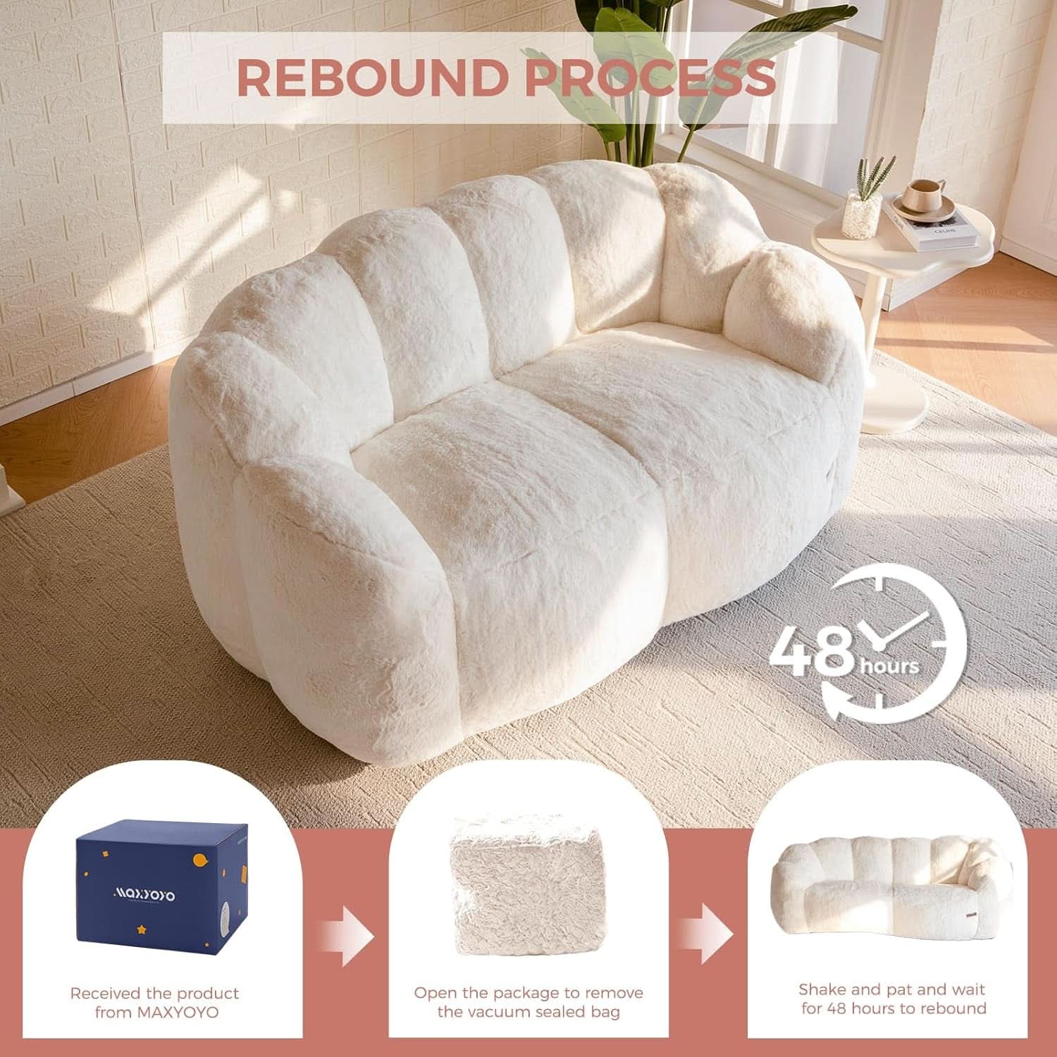 Beige Floral Shaped Bean Bag Sofa For Adults Living Room
