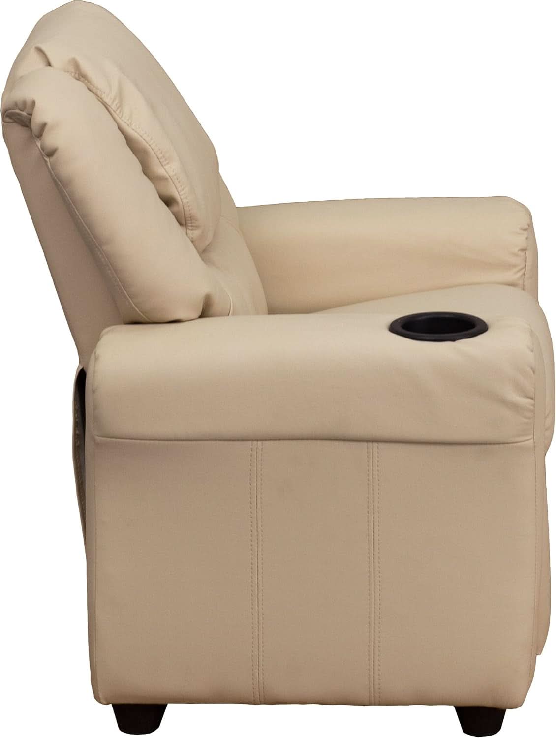 Beige Kids Recliner With Cup Holder For Cozy Seating