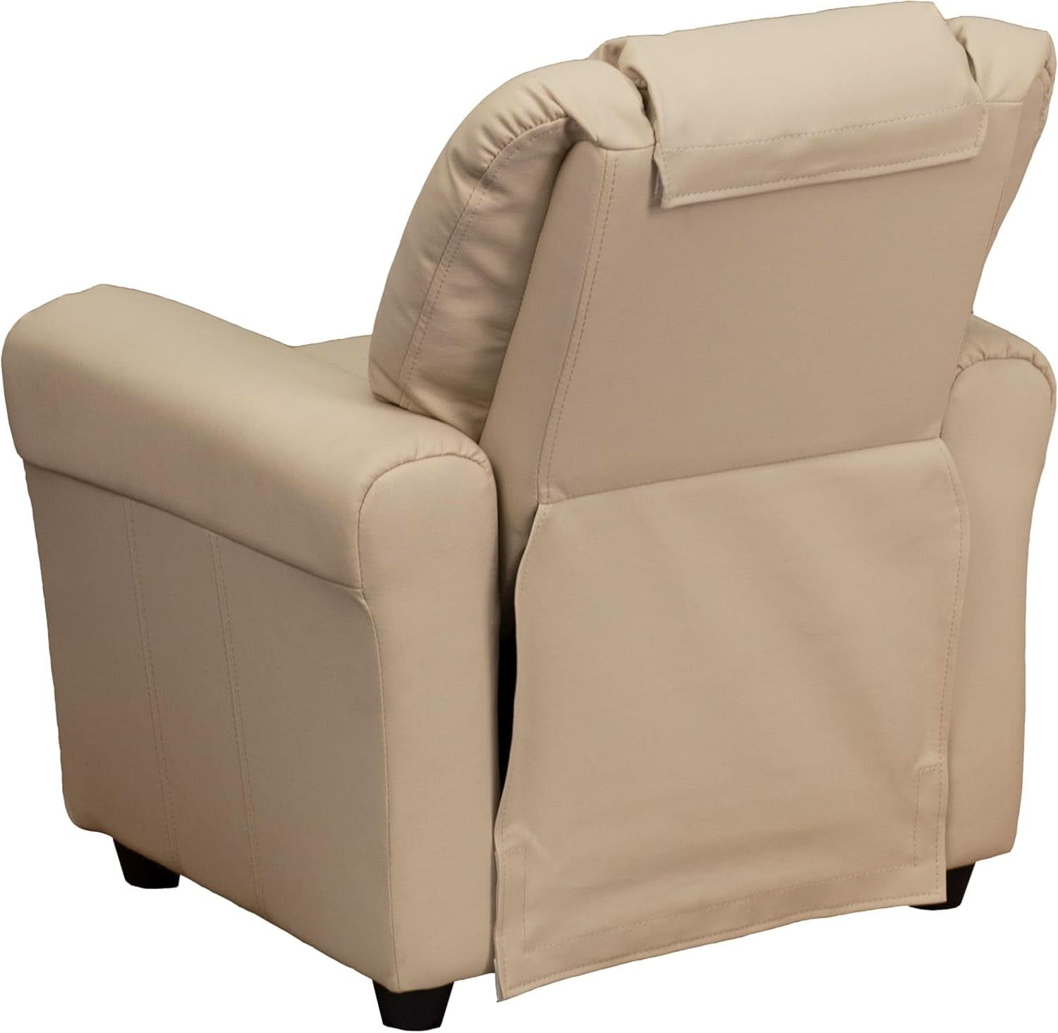 Beige Kids Recliner With Cup Holder For Cozy Seating