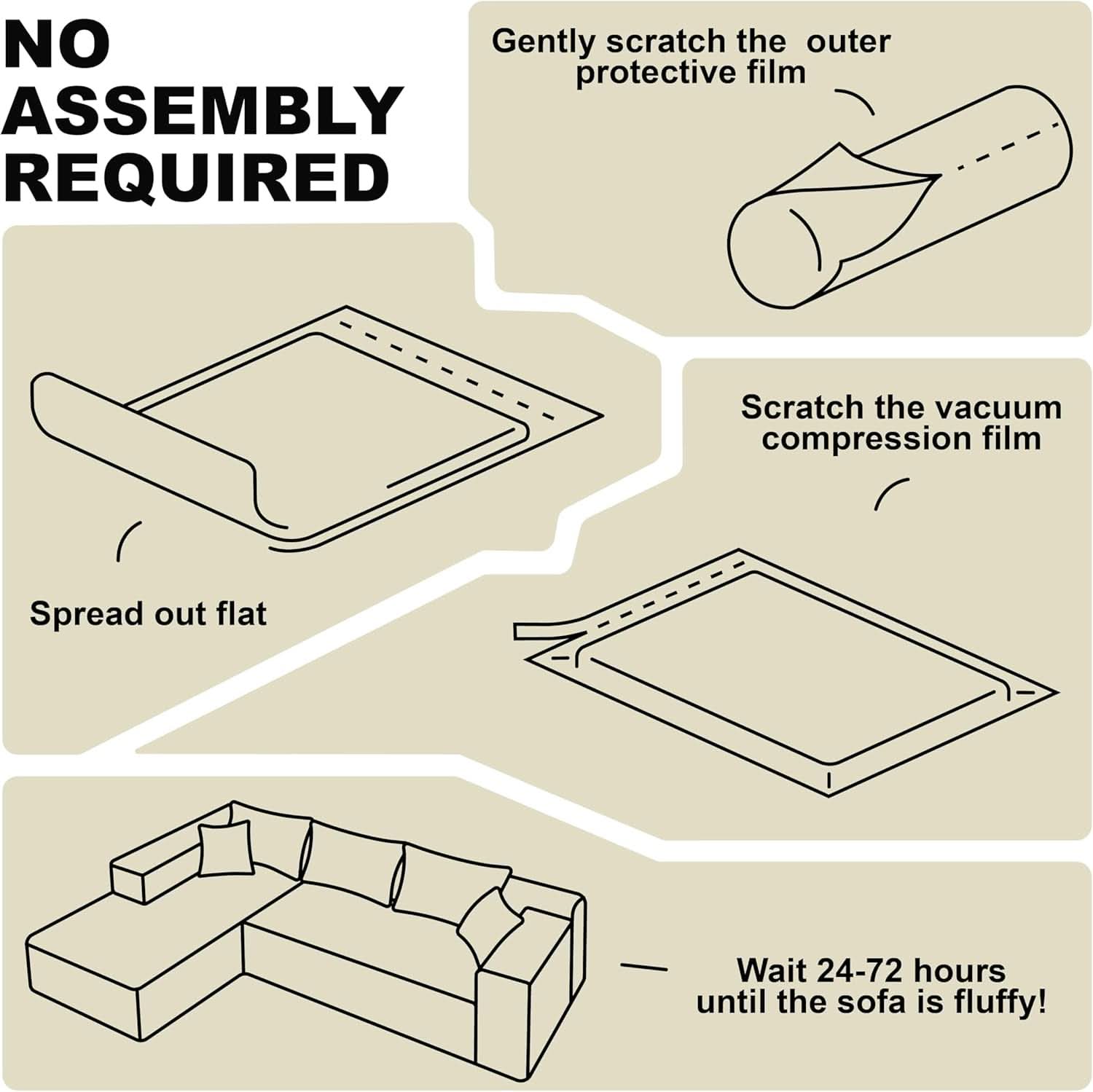 Beige L-Shape Modular Sectional Couch for Living Room
