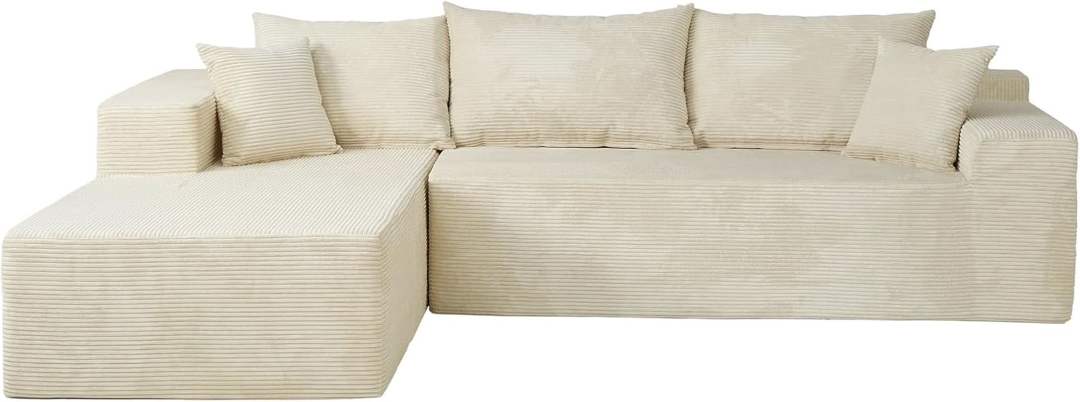 Beige L-Shape Modular Sectional Couch for Living Room