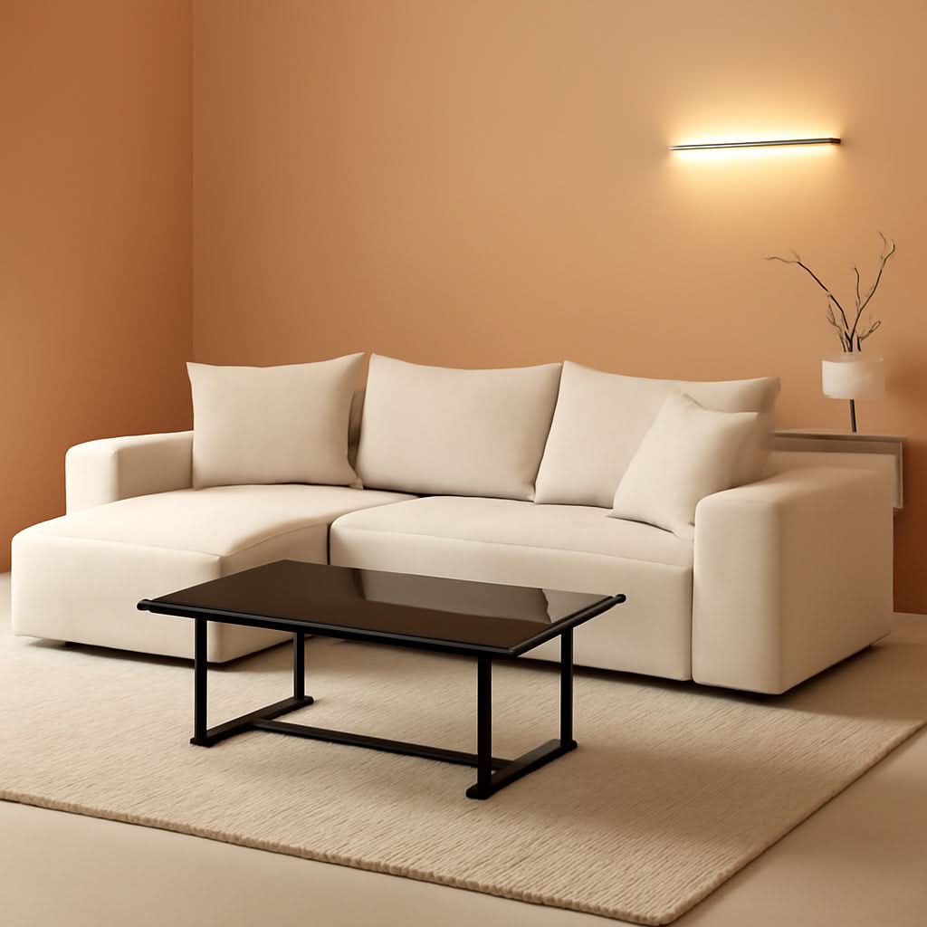 Beige L-Shape Modular Sectional Couch for Living Room