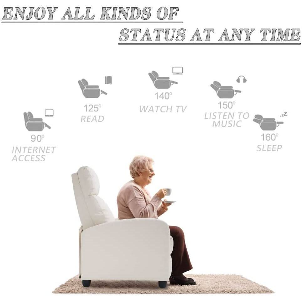 Beige Leather Massage Recliner Chair With Foot Extension