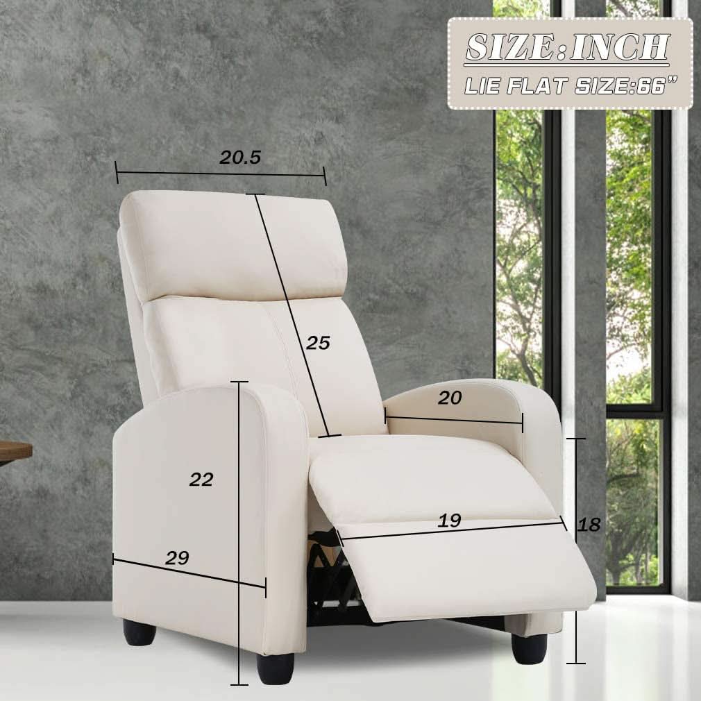 Beige Leather Massage Recliner Chair With Foot Extension