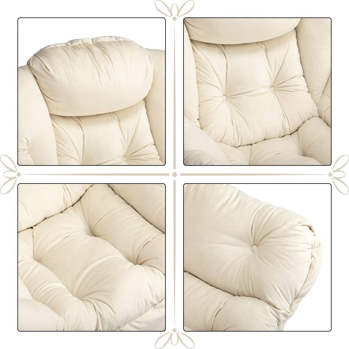 Beige Lounge Chair With Armrests And Pocket For Living Room