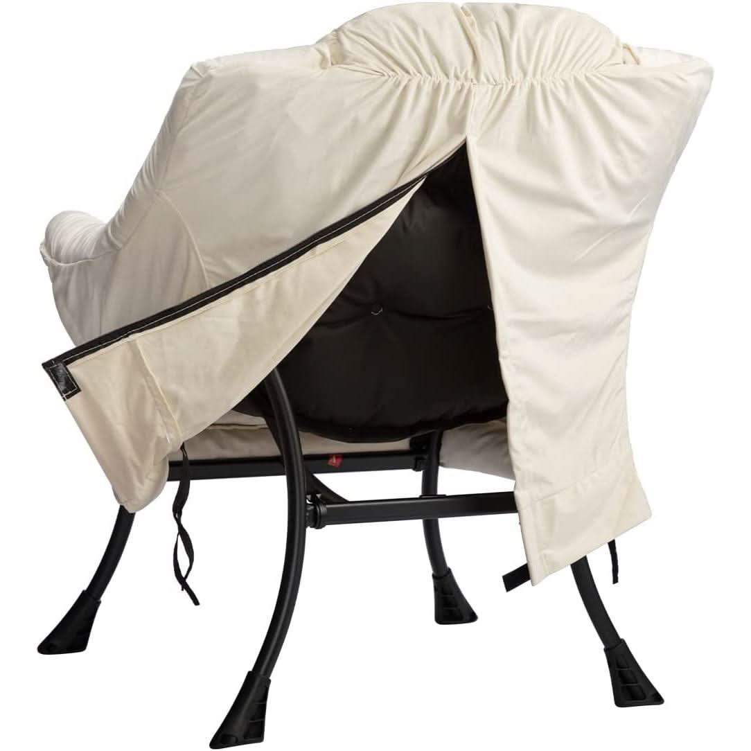 Beige Lounge Chair With Armrests And Pocket For Living Room