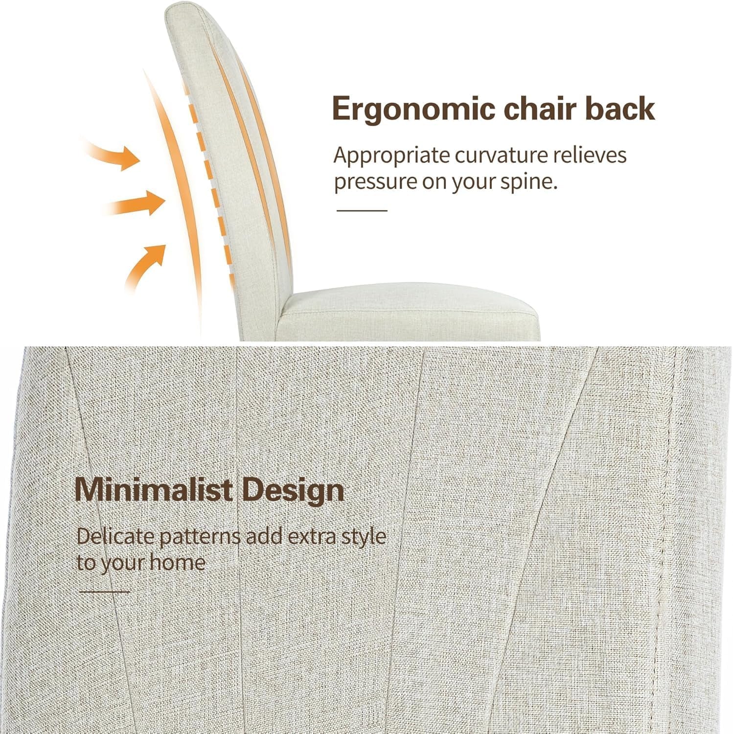 Beige Luxuriously Upholstered Dining Chairs Set Six