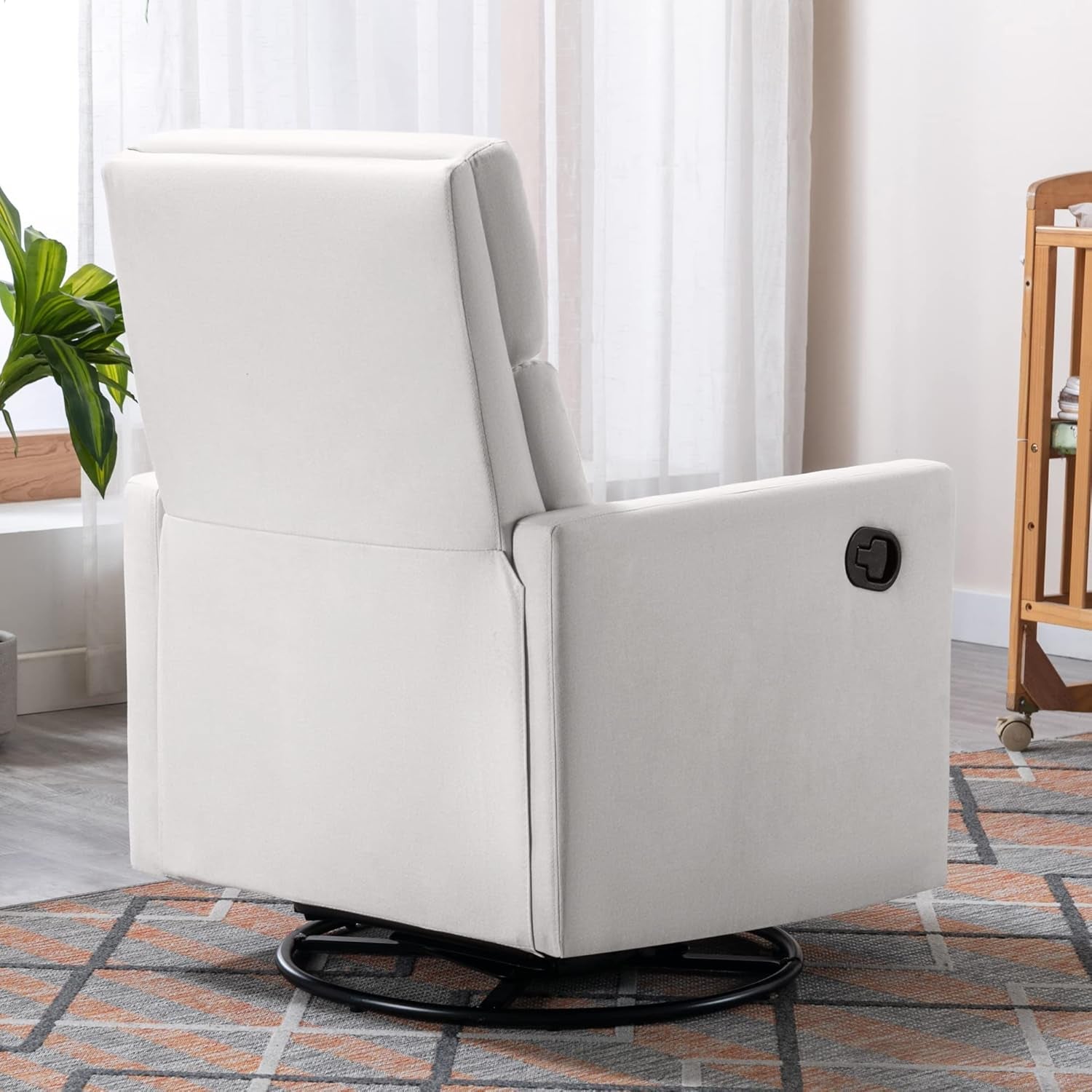 Beige Mid Century Recliner Chair With Thick Cushion