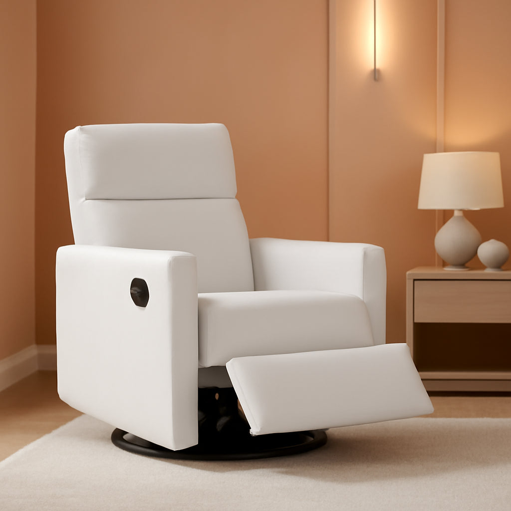 Beige Mid Century Recliner Chair With Thick Cushion