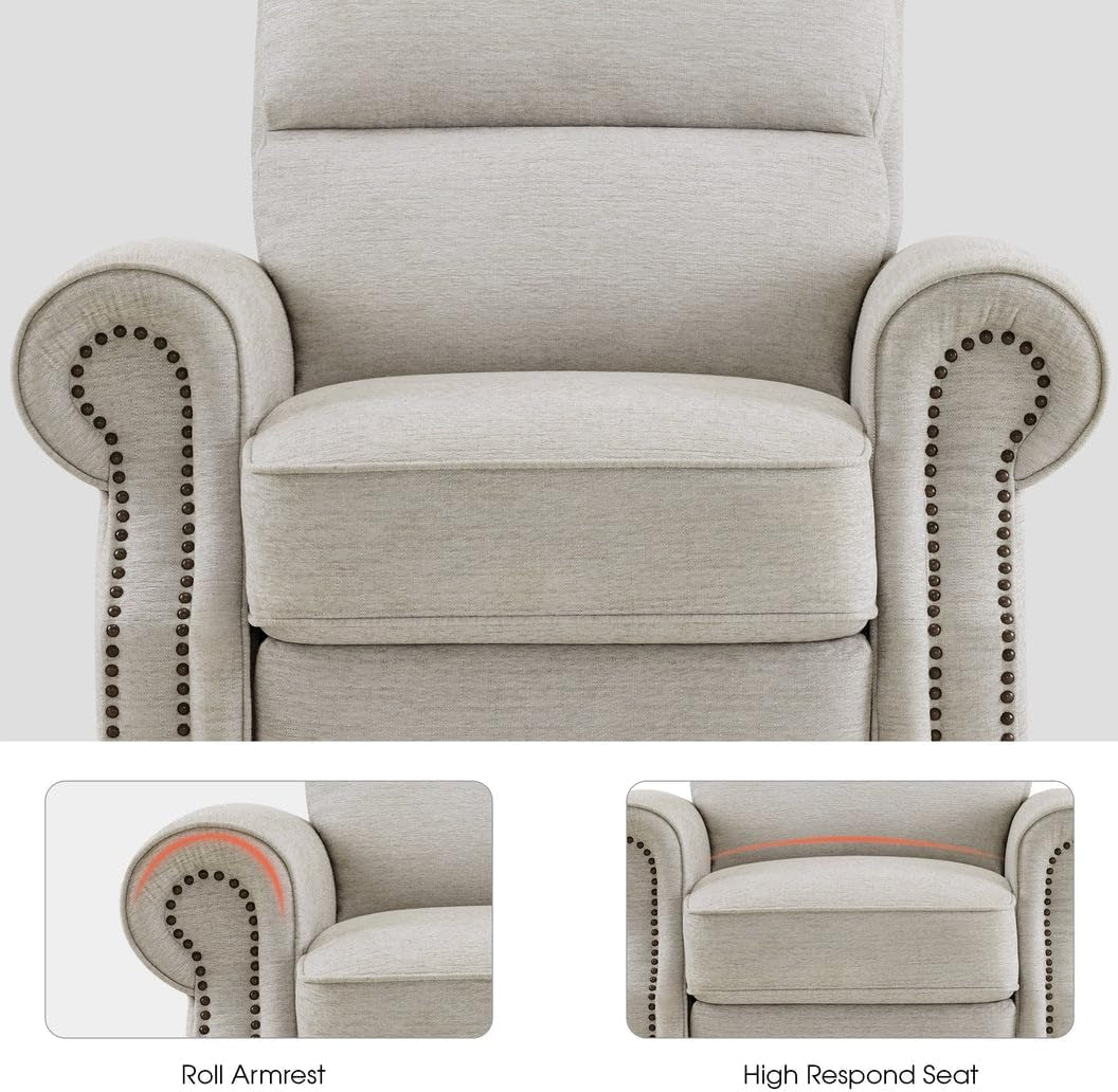 Beige Pushback Recliner Chair For Living Room Office
