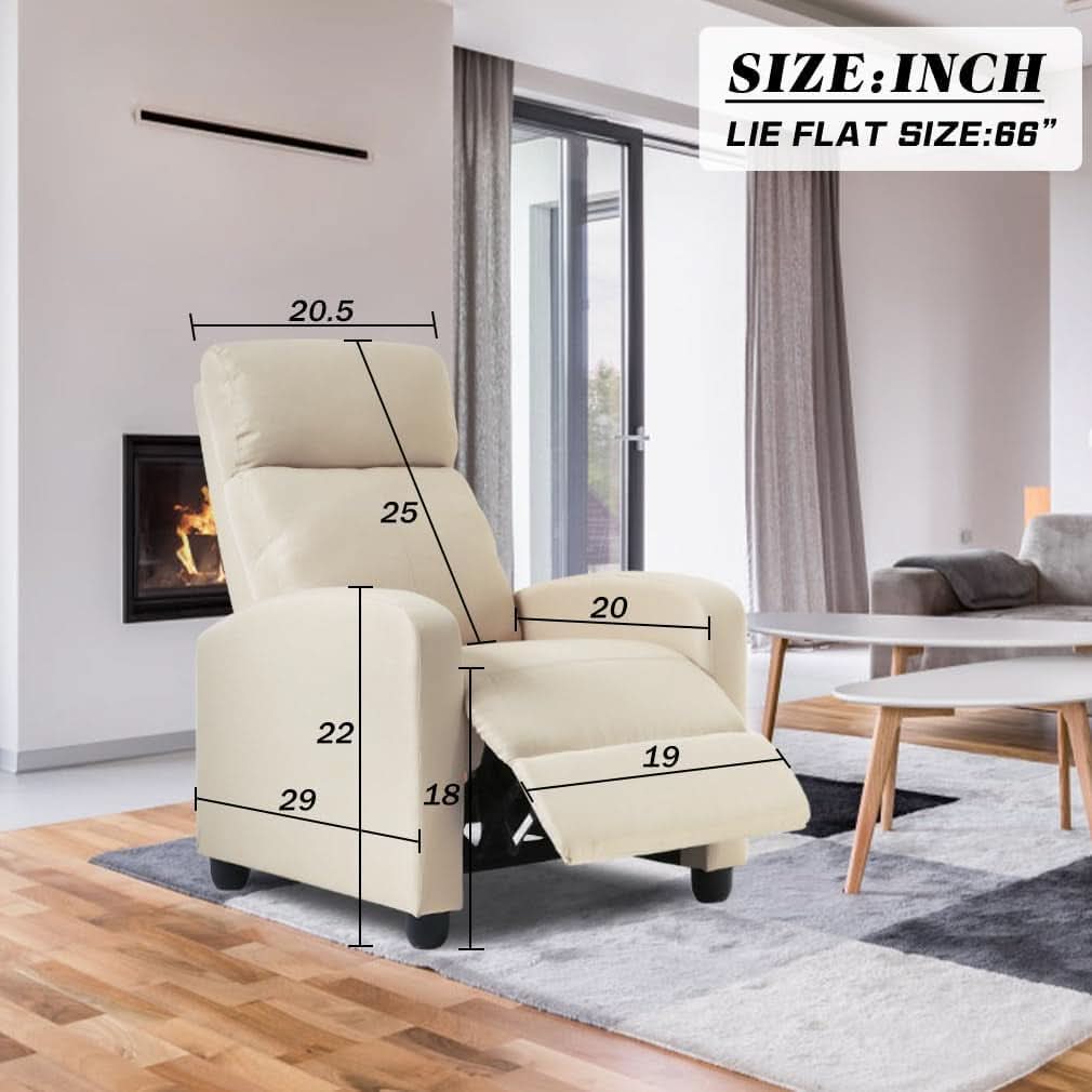 Beige Recliner Chair For Living Room Home Theater Seating