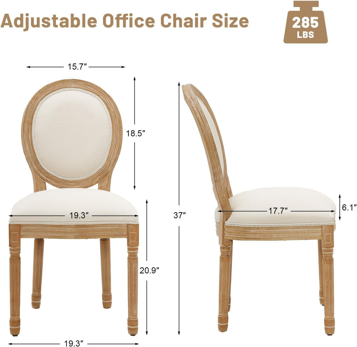 Beige Round Back Upholstered Dining Chairs Set Of 2