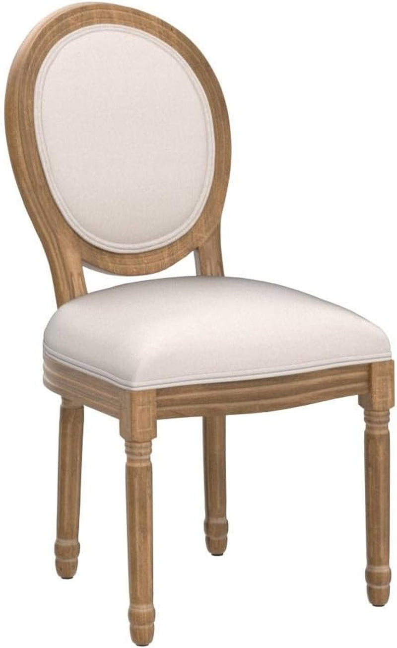 Beige Round Back Upholstered Dining Chairs Set Of 2