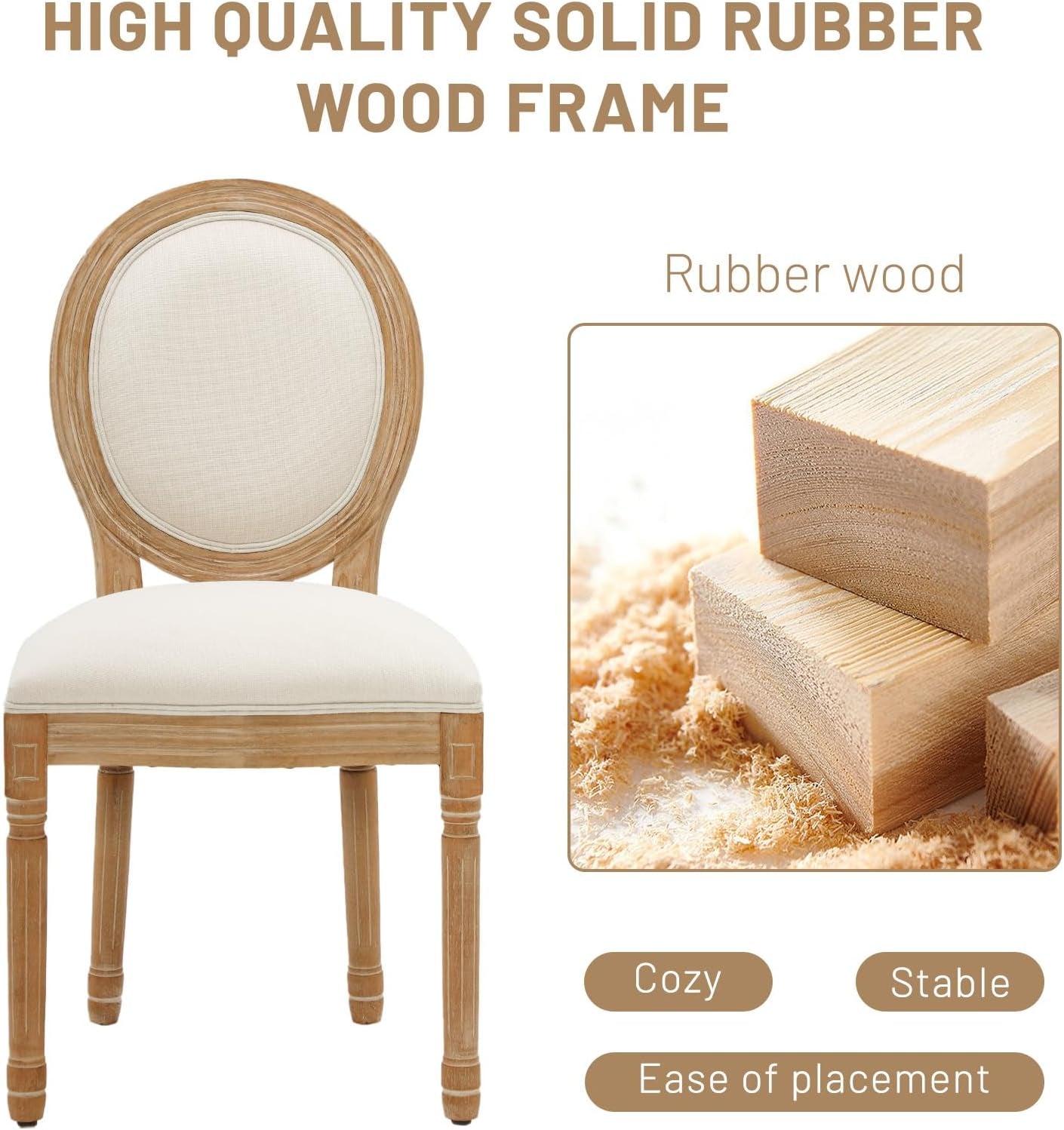 Beige Round Back Upholstered Dining Chairs Set Of 2