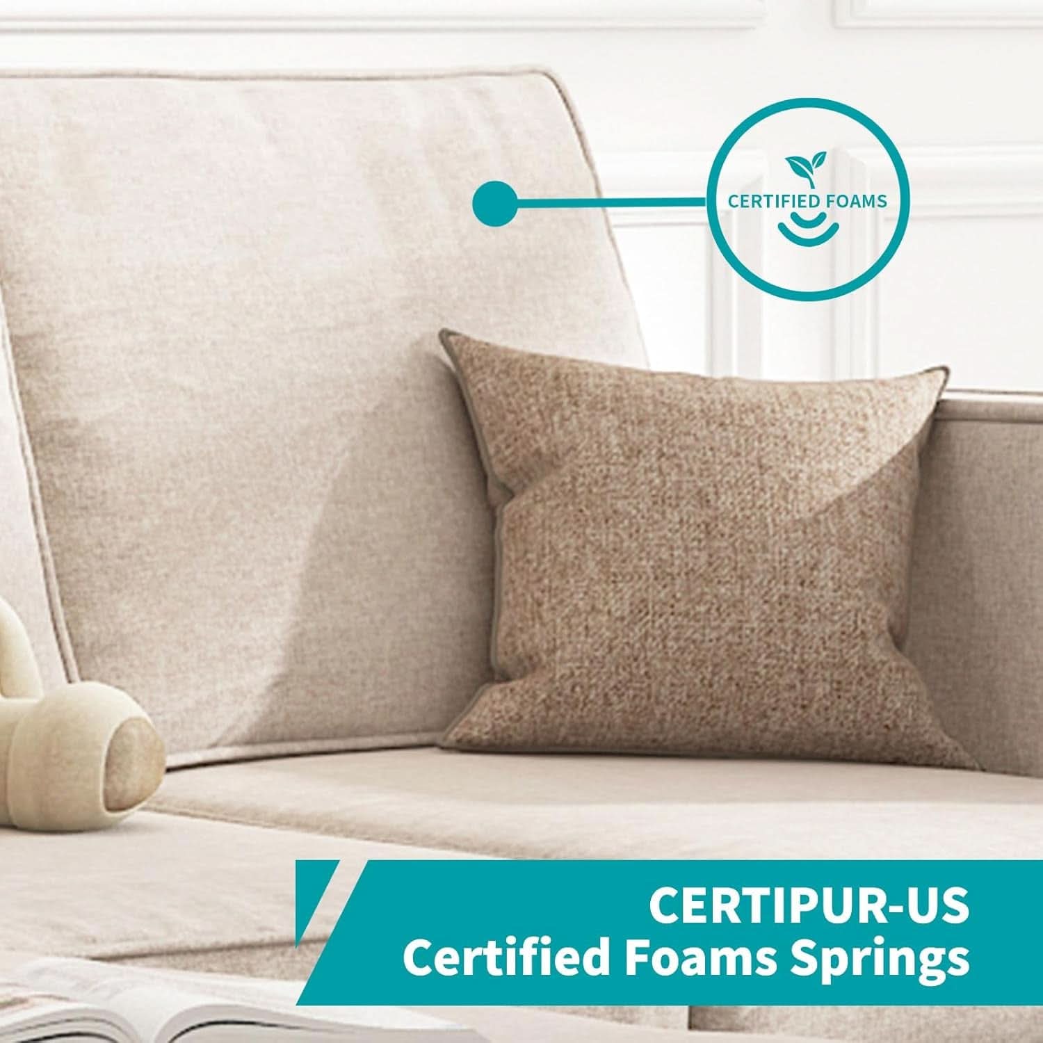 Beige Sectional Sofa Set With Movable Storage Ottoman