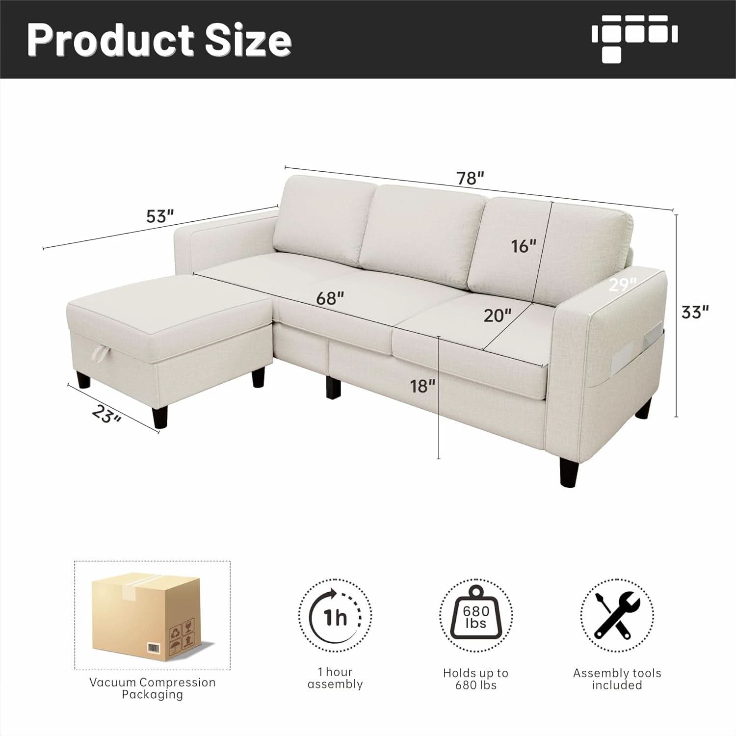 Beige Sectional Sofa for Small Spaces Comfortable and Versatile