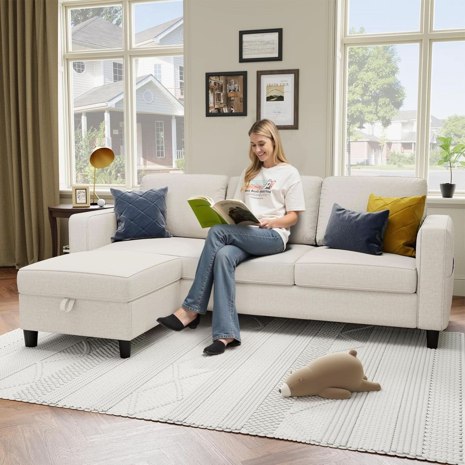 Beige Sectional Sofa for Small Spaces Comfortable and Versatile