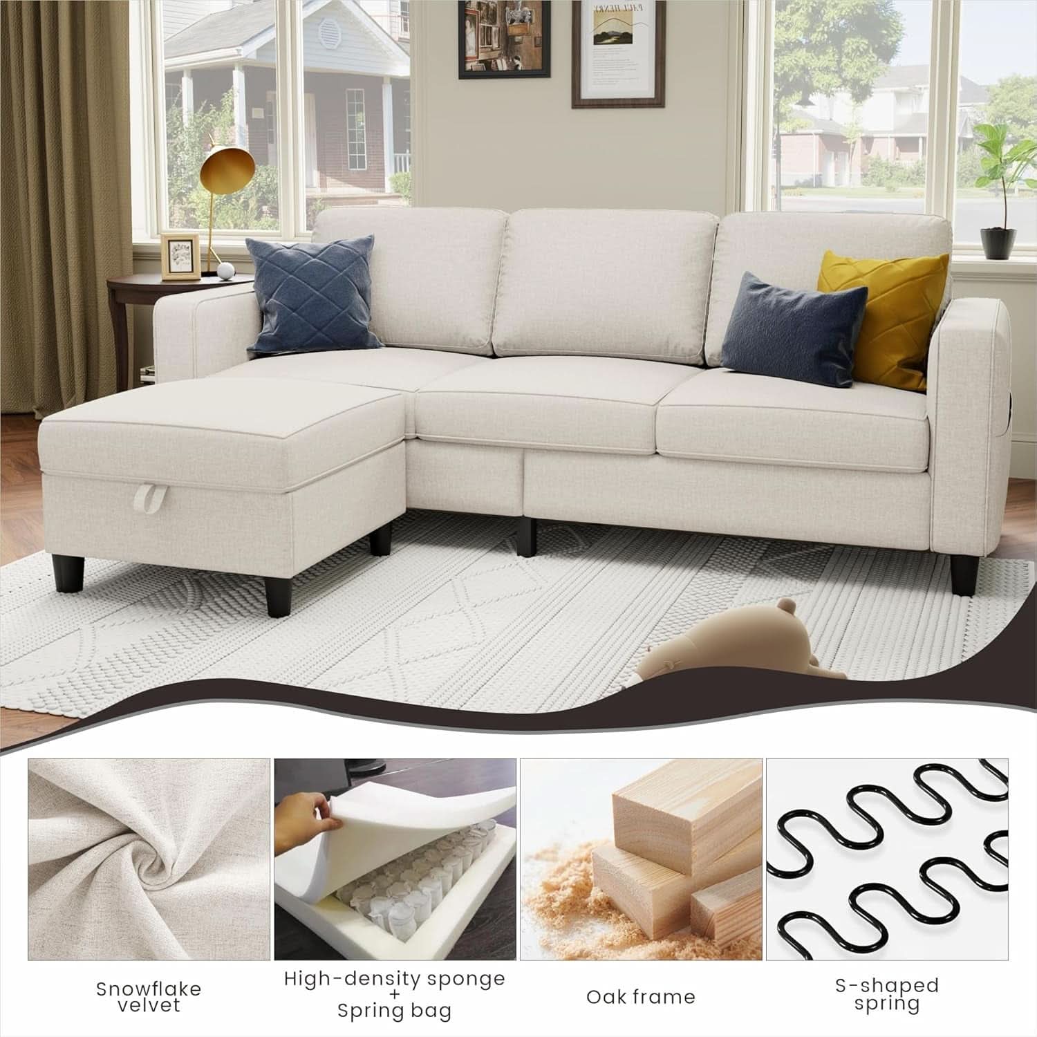 Beige Sectional Sofa for Small Spaces Comfortable and Versatile