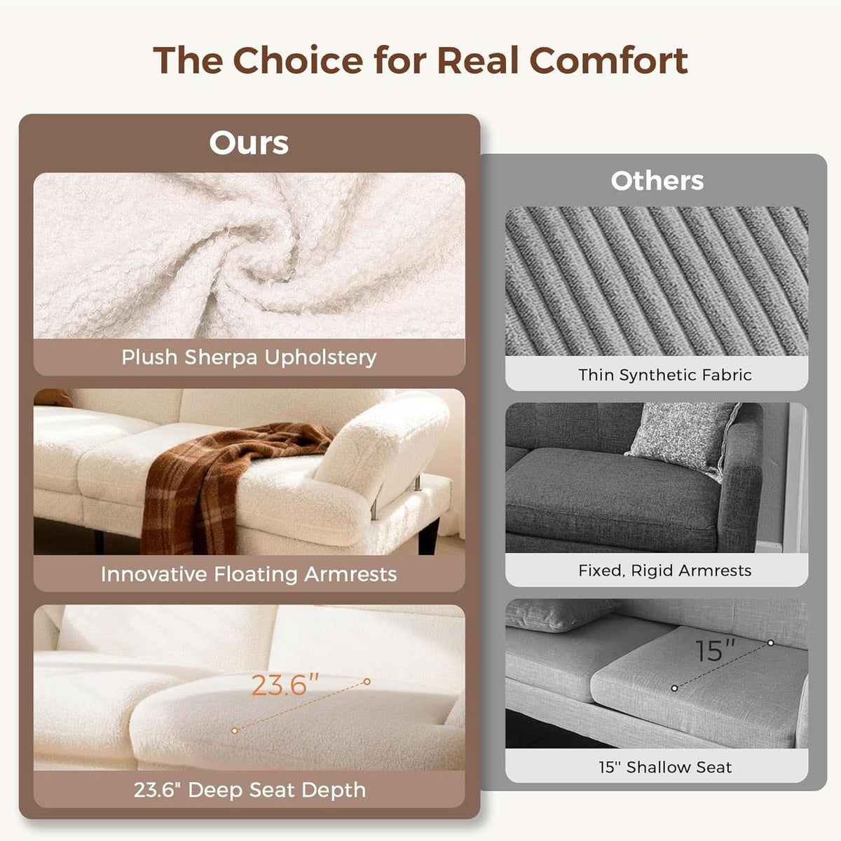 Beige Seventy Nine Inches Futon Sofa Bed Convertible