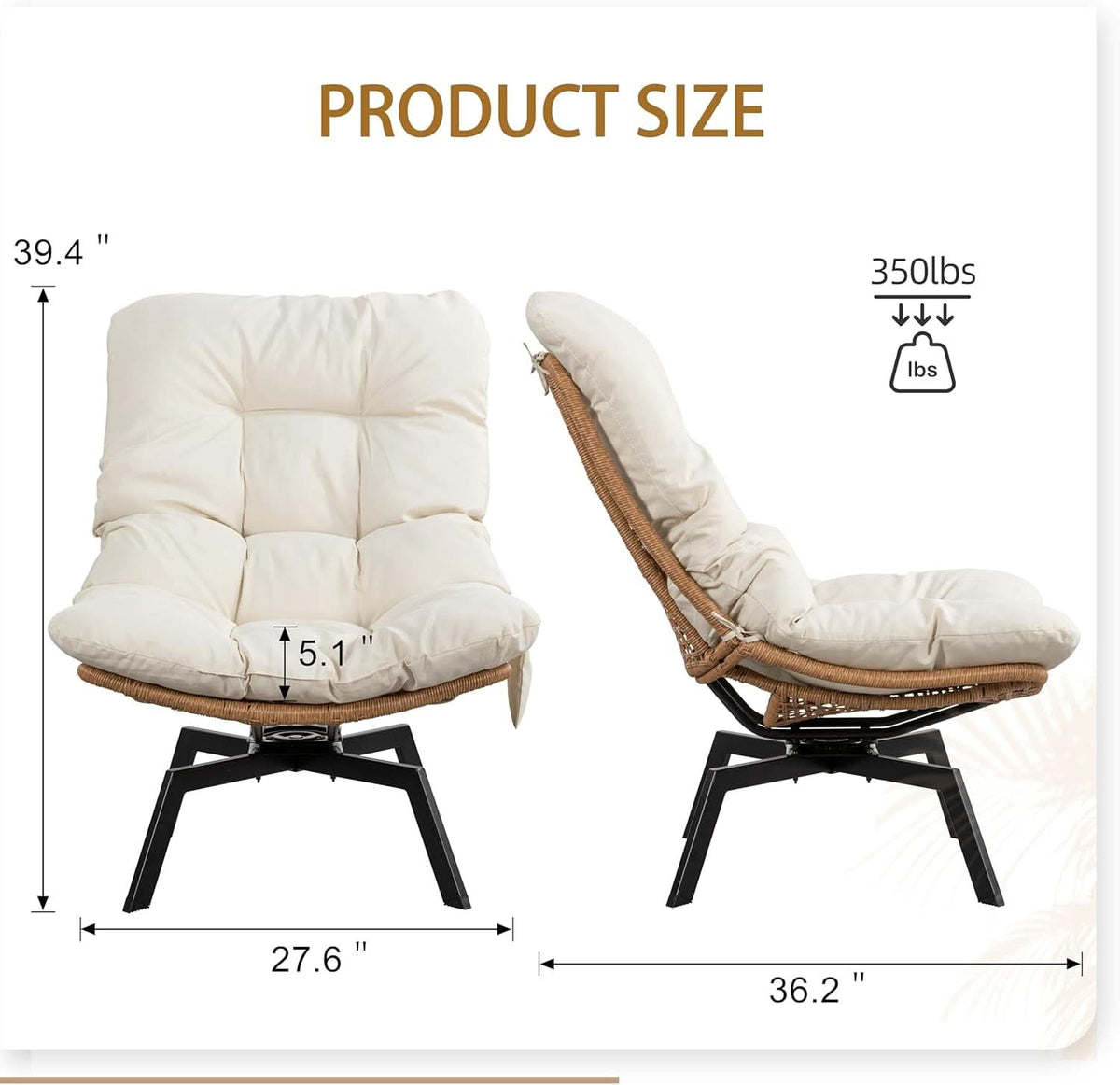Beige Swivel Accent Chair With Oversized Cushioning