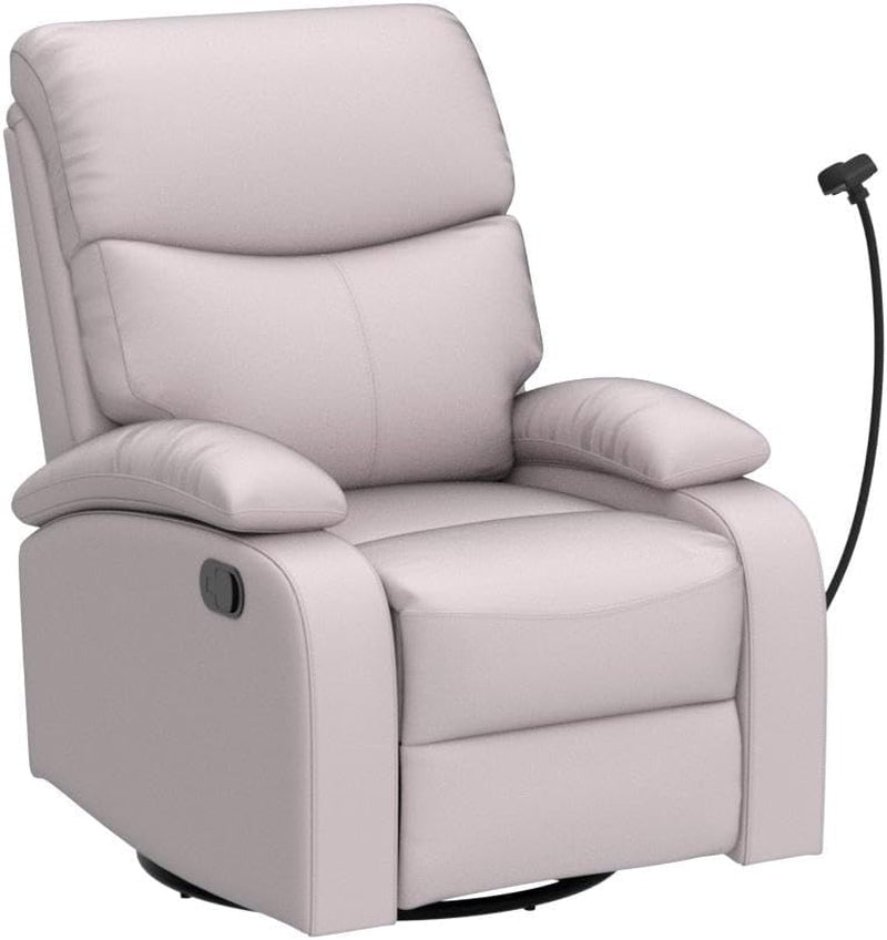 Beige Swivel Rocker Recliner Chair For Small Spaces