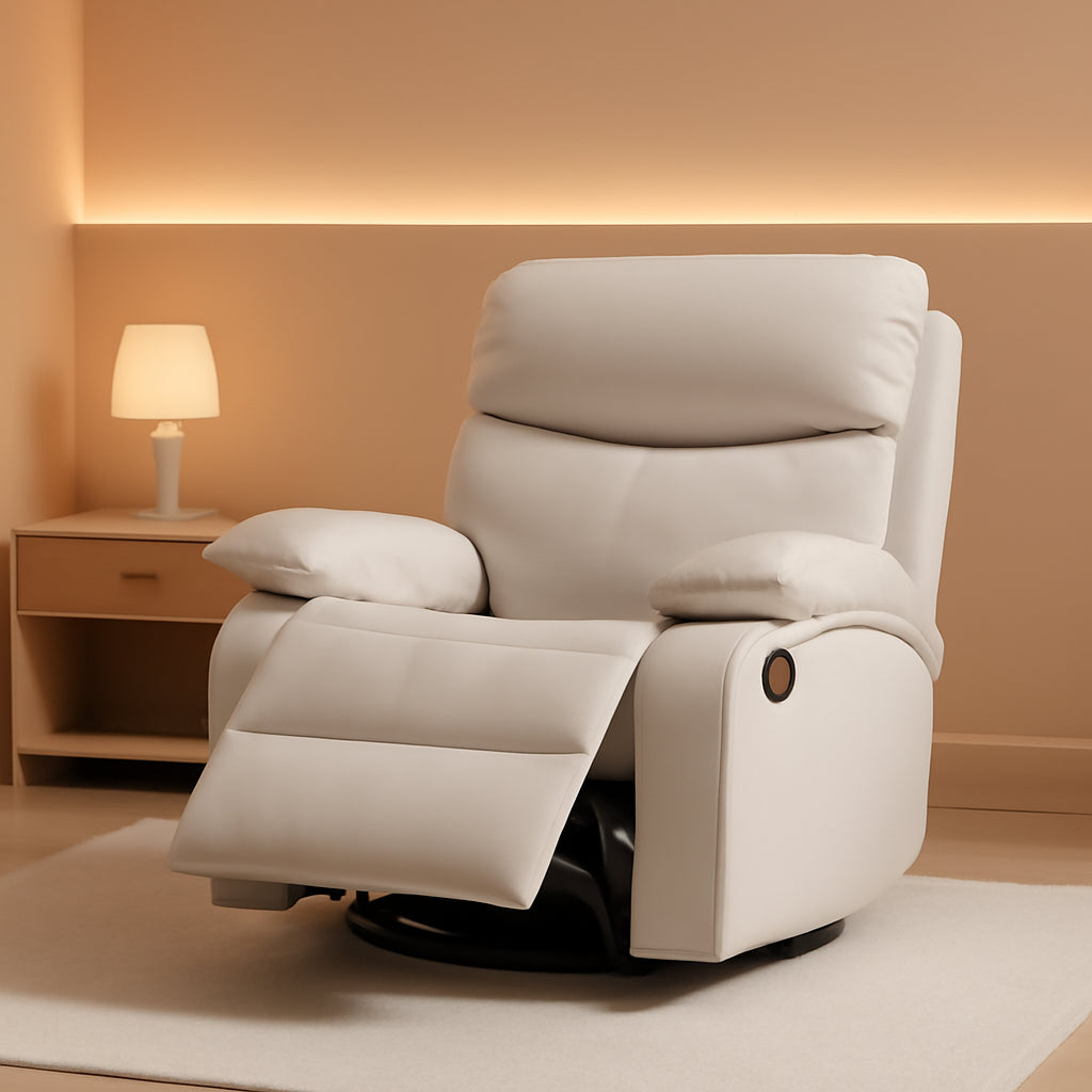 Beige Swivel Rocker Recliner Chair For Small Spaces