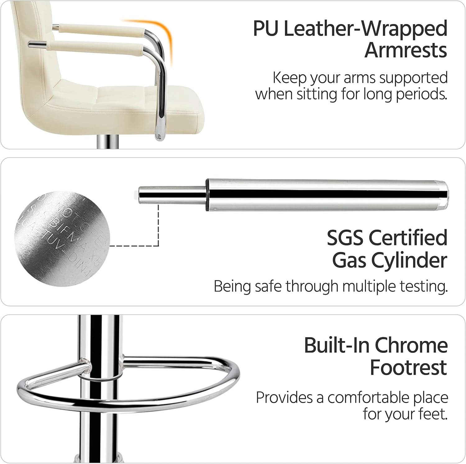 Beige Tall Bar Stools Adjustable Swivel Set Of Two
