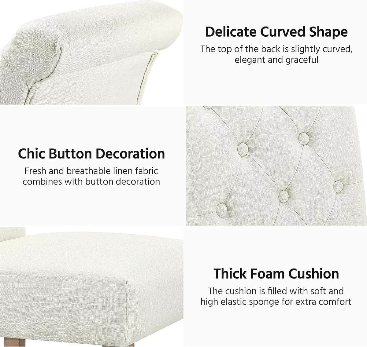 Beige Tufted Upholstered Dining Chairs Set Of 2 For Kitchen