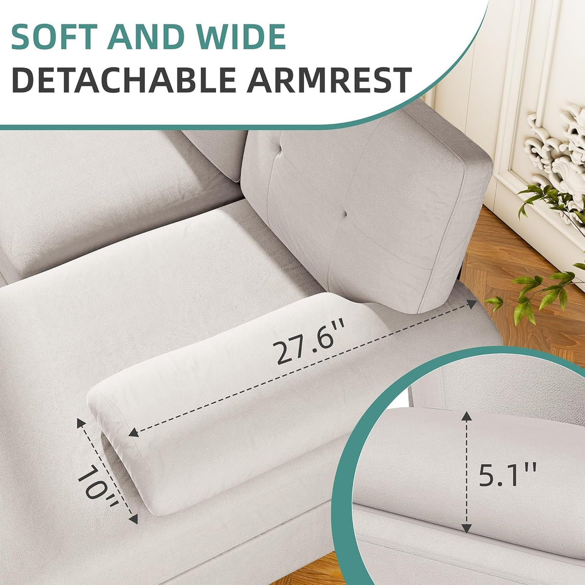 Beige U Shaped Sectional Sofa With Chaise 4 Seat Living Room Set