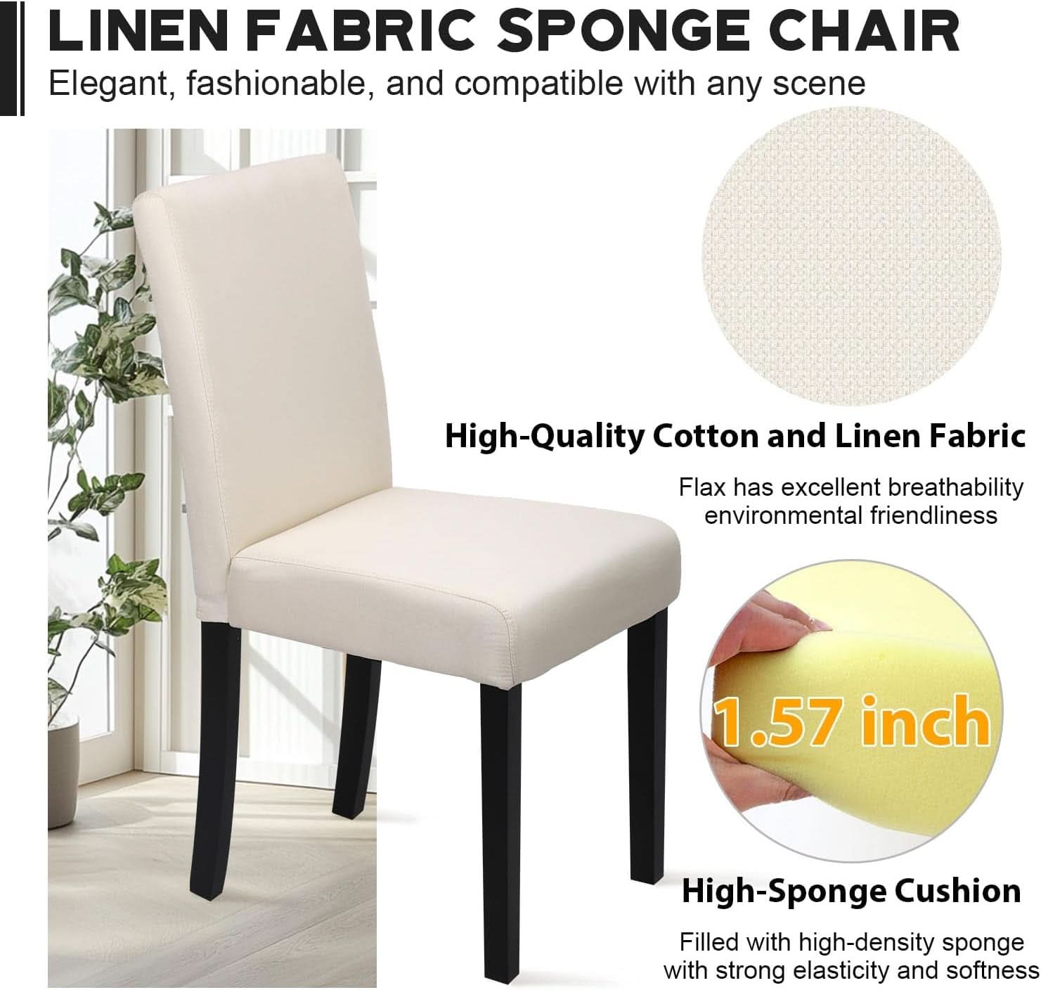 Beige Upholstered Dining Chairs Set Of 4 Modern Fabric