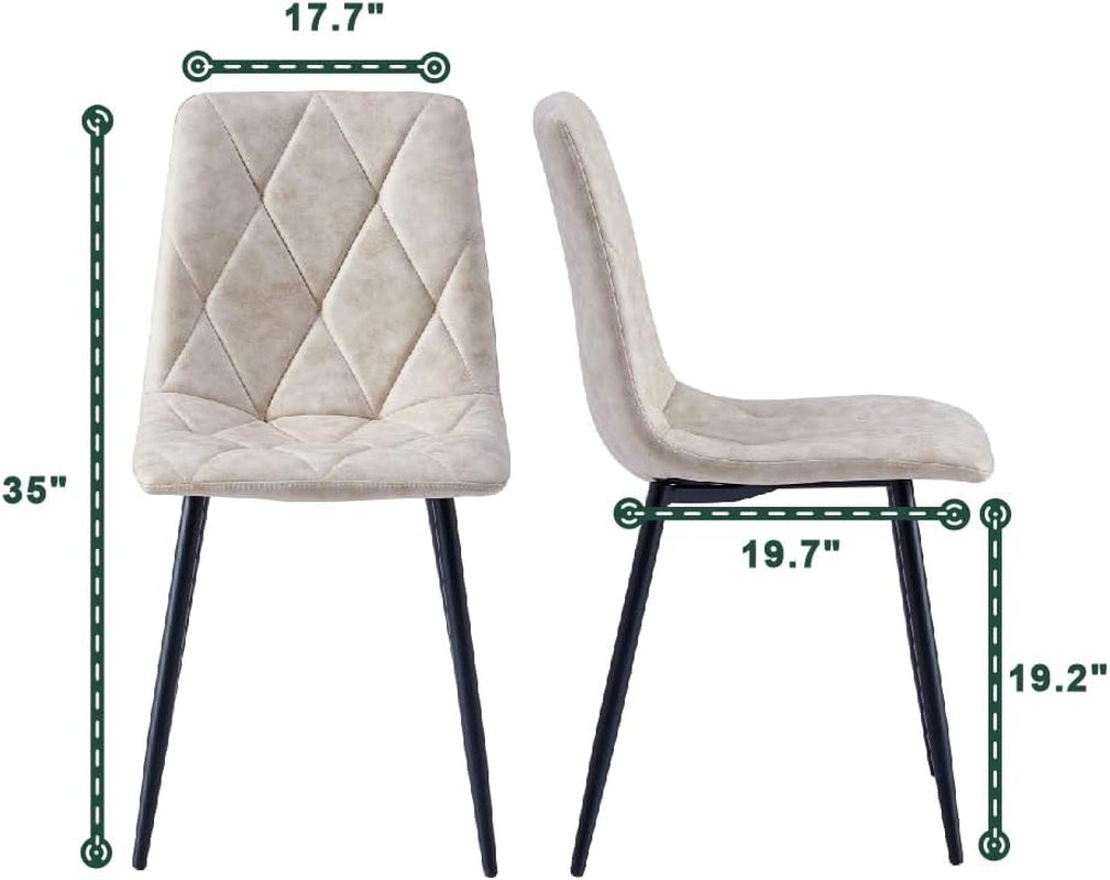 Beige Upholstered Dining Chairs Set Of 4 With Metal Frames