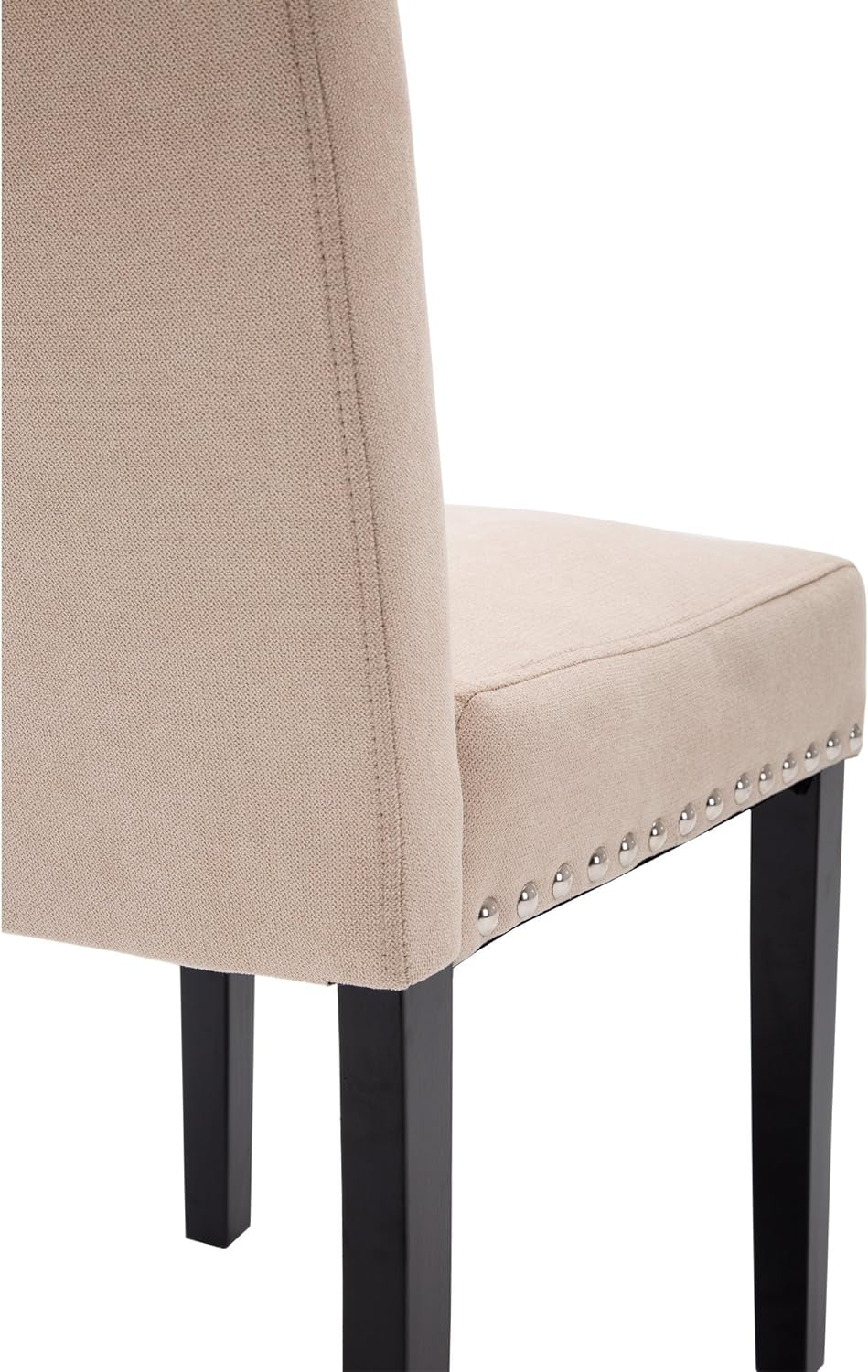 Beige Upholstered Dining Chairs With Nailhead Trim Set Of 4