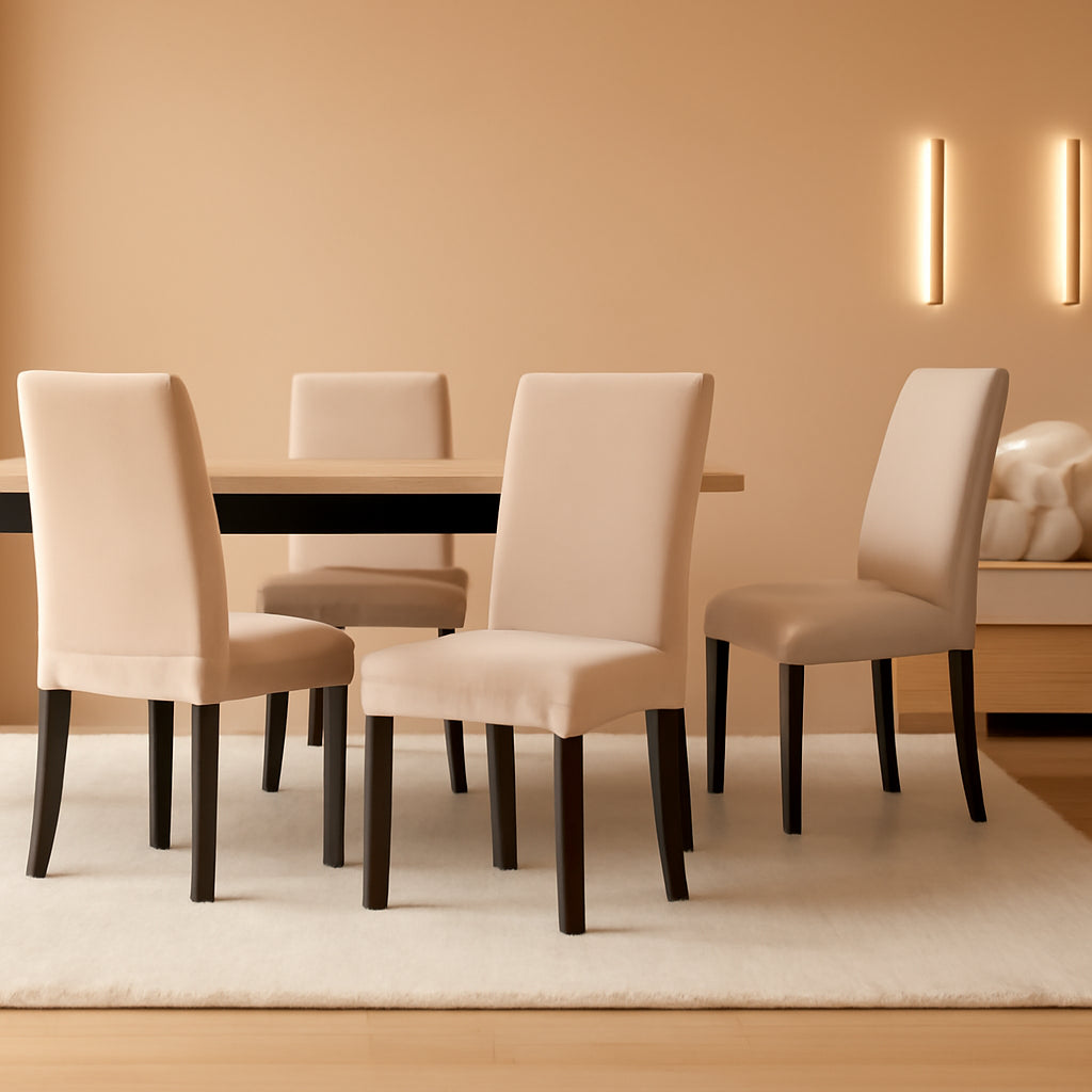 Beige Upholstered Dining Chairs With Nailhead Trim Set Of 4