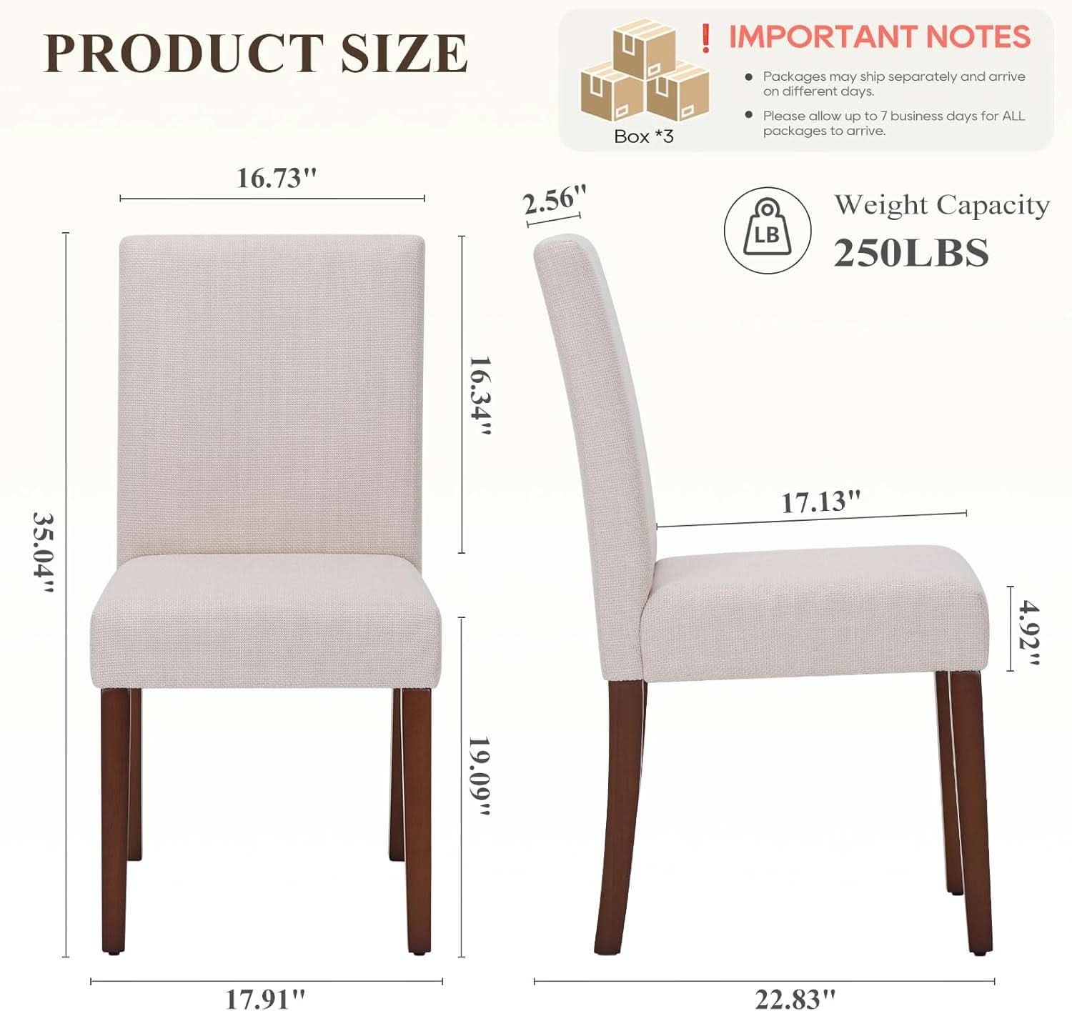 Beige Upholstered Parsons Dining Chairs Collection