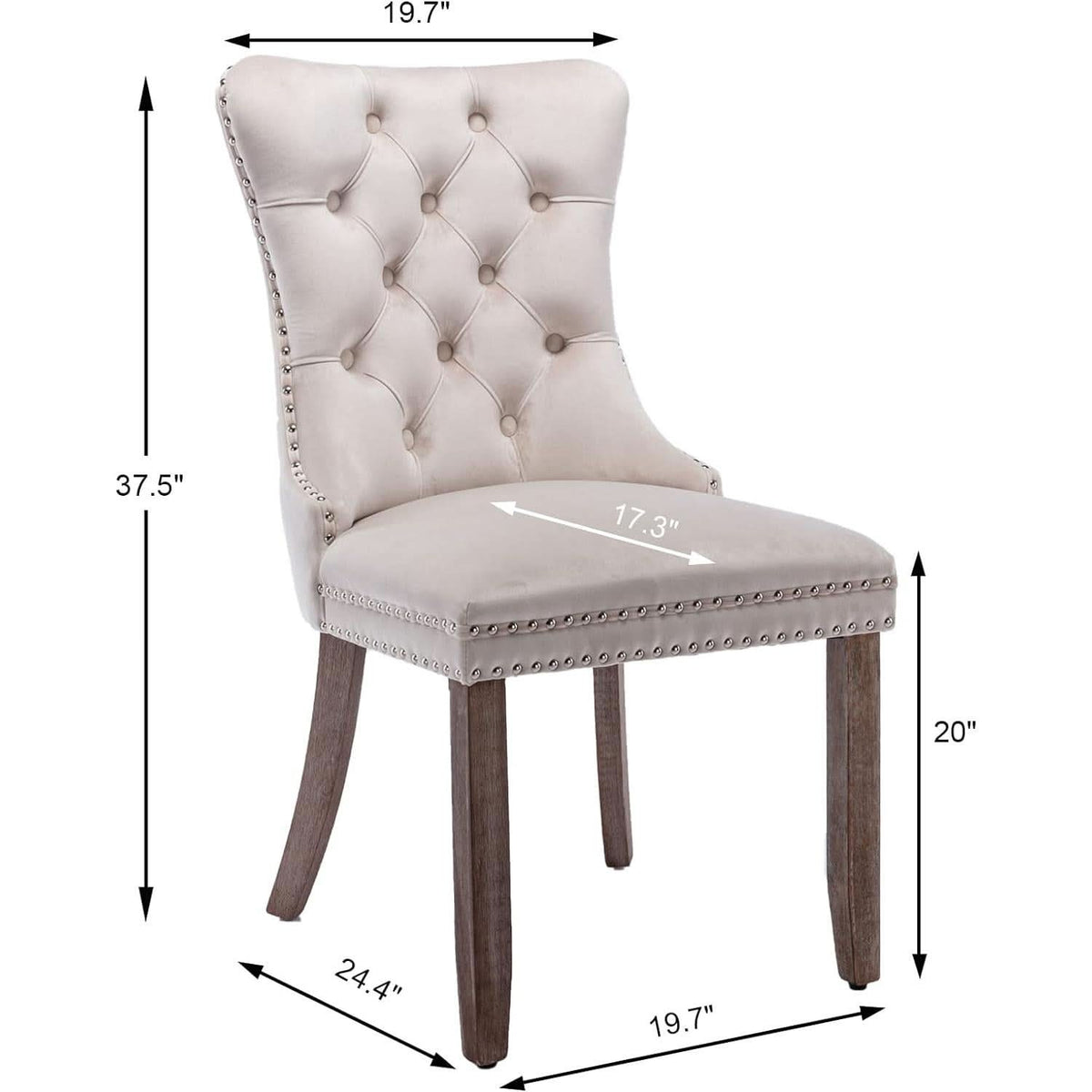 Beige Velvet Dining Chairs Set Of Six Tufted Wingback