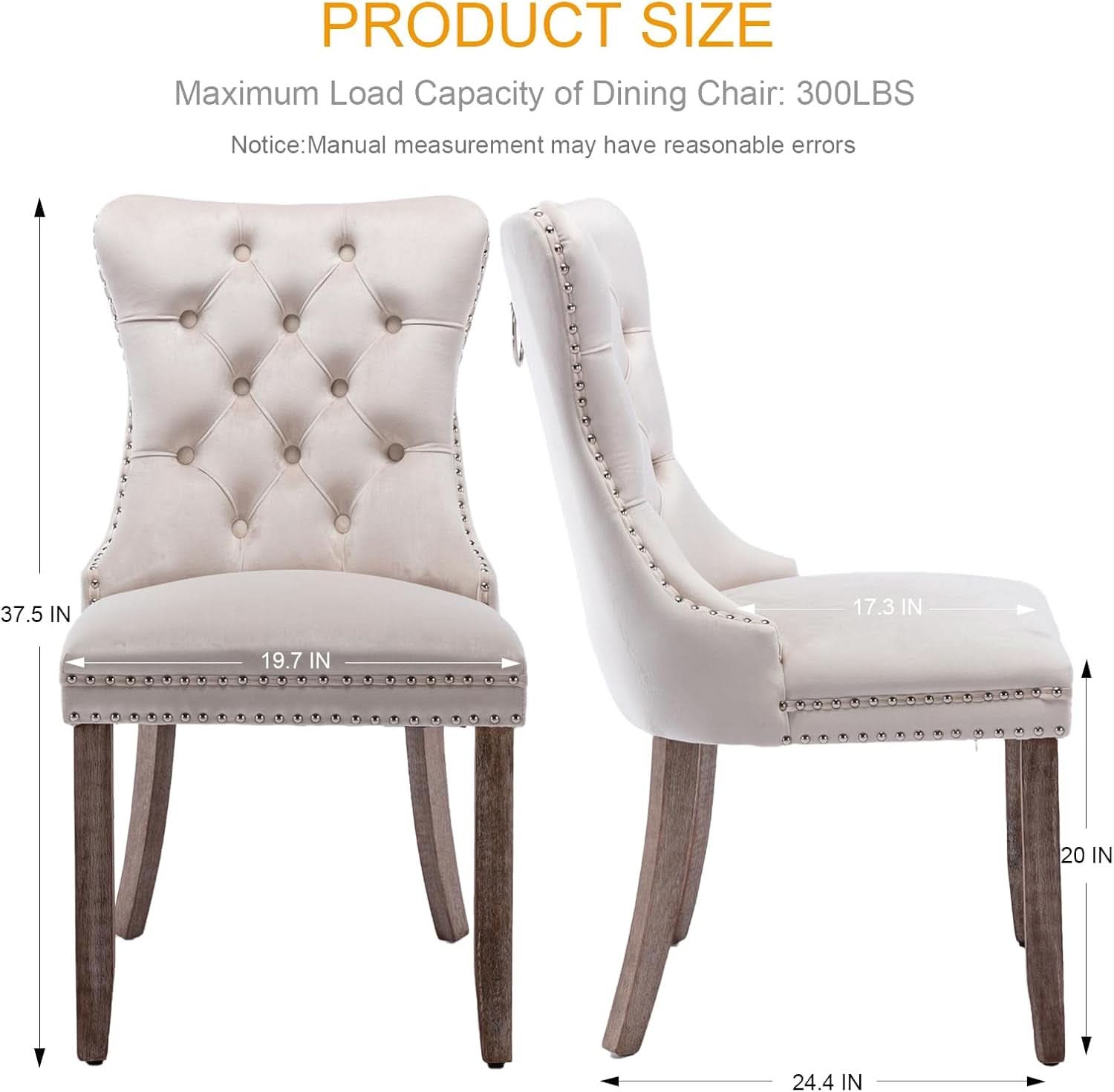 Beige Velvet Tufted Dining Chairs 4 Pack With Nailhead Trim