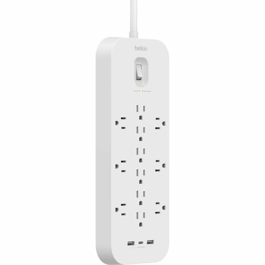 Belkin 12-Outlets Surge Suppressor/Protector - 2 x USB Type A, 1 x USB Type C, 12 x NEMA