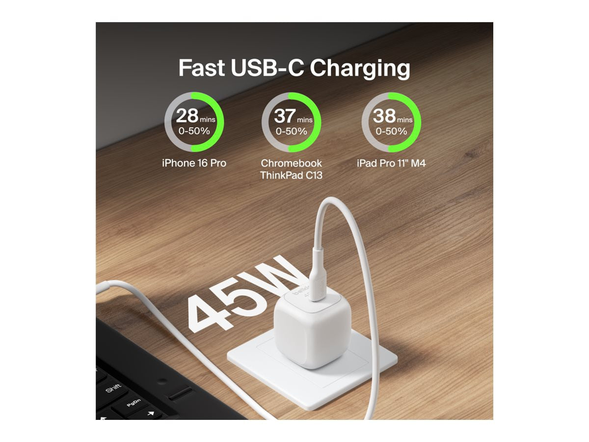 Belkin 45W USB-C Battery Charger Fast Charging with 2-Year Warranty