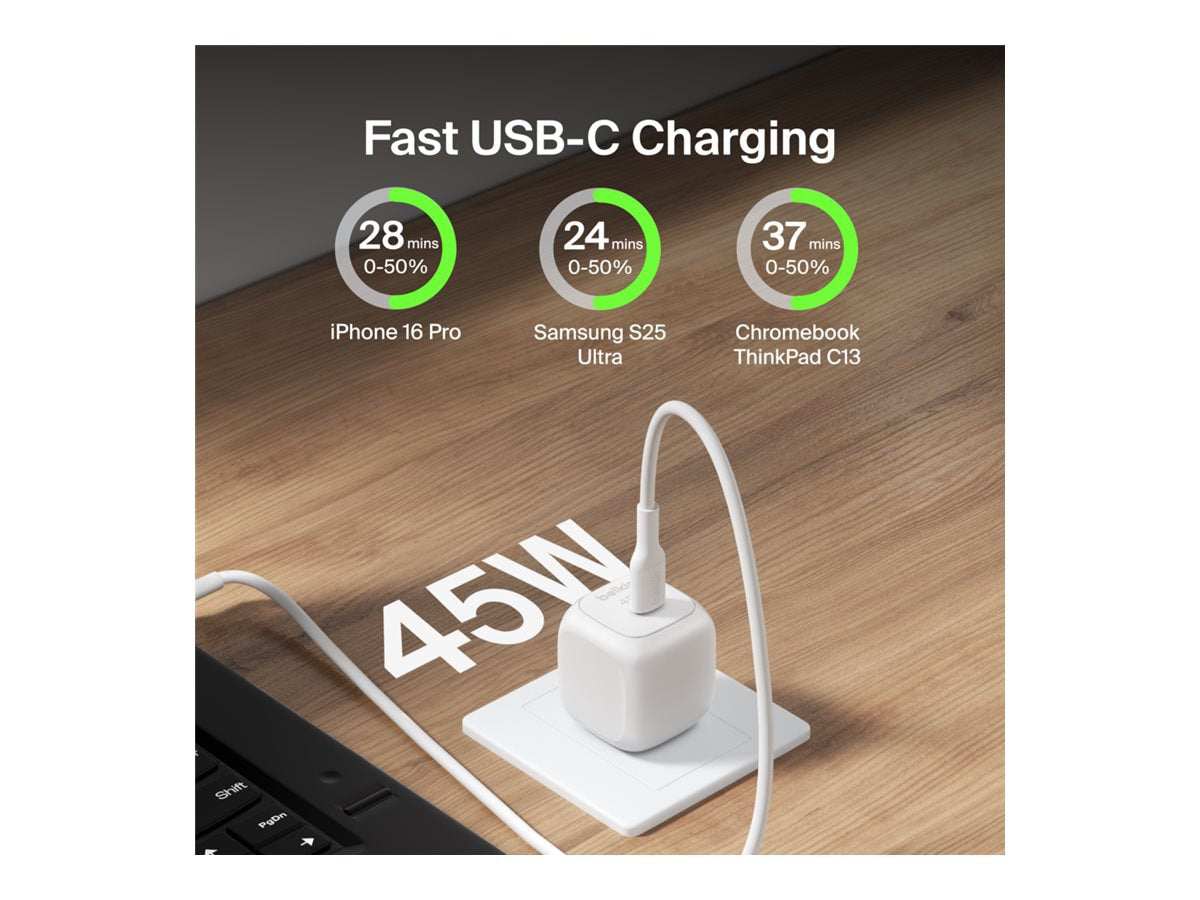 Belkin 45W USB-C Battery Charger Fast Charging with 2-Year Warranty
