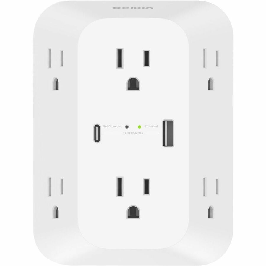 Belkin 8-Outlets Surge Suppressor/Protector - 1 x USB Type A, 1 x USB Type C, 6 x USB
