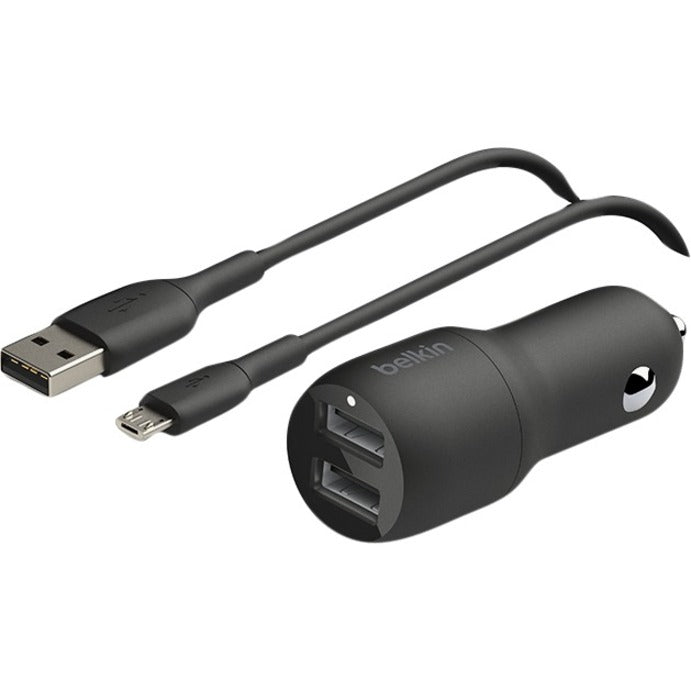Belkin BoostCharge Dual USB-A Car Charger 24W (USB-A to Micro-USB Cable included) CCE002BT1MBK